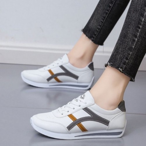Korean Style Flat Bottom Running Sports Shoes-Grey image