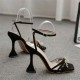 New Fashion Rhinestone Bow Ankle Strap High Heels Sandals-Black image