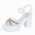 Rhinestone High And Thick-Heeled Waterproof Sandals-White