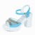 Rhinestone High And Thick-Heeled Waterproof Sandals-Blue