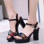 Roman Style Strap Open Toe High Heel Sandal -Black