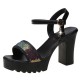 Roman Style Strap Open Toe High Heel Sandal -Black image