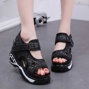 Trendy Open Toe High Thick Heel Chunky Sandal-Black