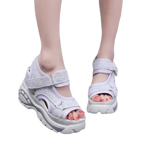 Trendy Open Toe High Thick Heel Chunky Sandal-White image