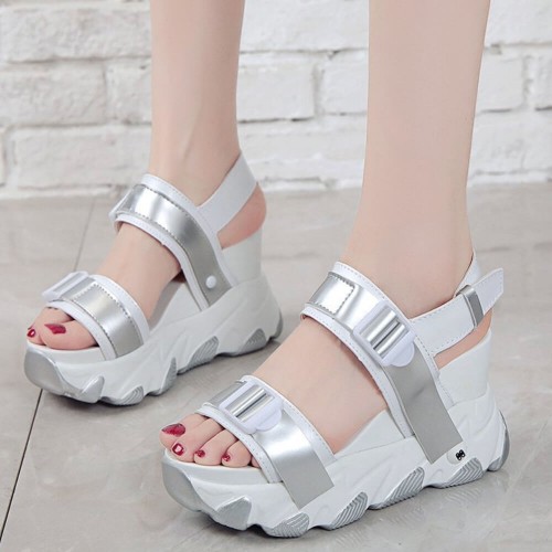 Fashion Designers 10 cm Super High Wedge Sandals-White image