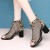 New Mesh Hollow Fish Mouth Brathable High Heels Sandals-Leopard