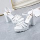 Fish Mouth Padded High Heel Sandals-Silver image