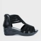 Casual Fish Mouth Back Zipper Wedge Sandals - Black image