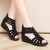 Casual Fish Mouth Back Zipper Wedge Sandals - Black