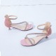 Ankle Strap Rhinestone High Heel Sandals - Pink image