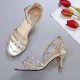 Rivets Decorated Open-Toe Ankle Strap Sandals - Gold image