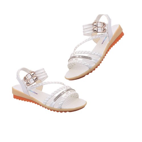 Casual Ankle Strap Lightweight Slip-On Sandals - Cream image