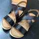 Women Cross Ankle Strap Leather Sandals - Black image