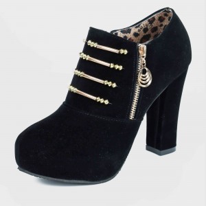 Casual High Heel Martin Design Pumps Shoes - Black