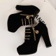 Casual High Heel Martin Design Pumps Shoes - Black image