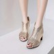 Glitter Back Zipper Low Heels Sandals - Gold image
