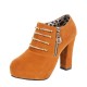 Casual High Heel Martin Design Pumps Shoes - Brown image