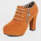 Casual High Heel Martin Design Pumps Shoes - Brown image