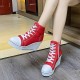 High Wedge Platform Canvas Sneaker Shoes- RED image