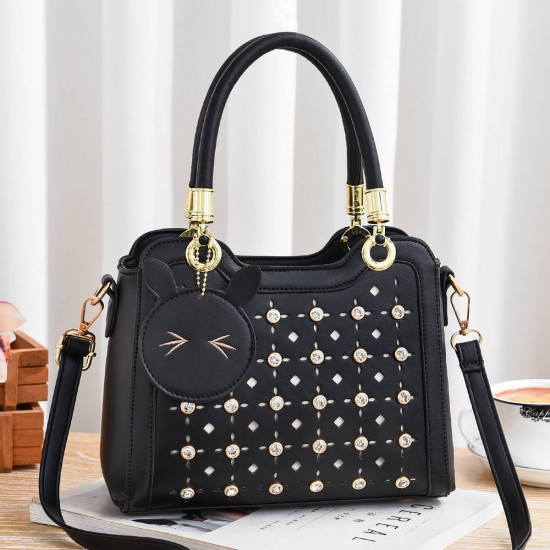 Buy Trending Fashion Rivets Decorated Bag-Black image
