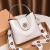Magnetic Closure Pure Color Strapped Hand Bag-White