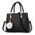 Casual Rhombic Embroidery Furry Ball Hand bag-Black