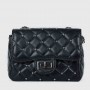 Rhombic Diagonal Twist Buckle Chain Strap Messenger Bag - Black