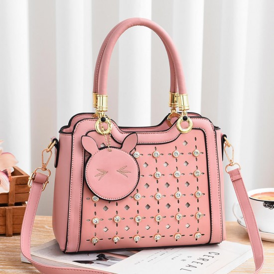 Trending Fashion Rivets Decorated Bag-Pink image