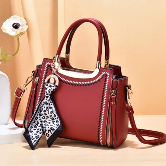 Elegant Fashion Dual zipper Hand Bag -Red image