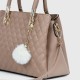 Casual Rhombic Embroidery Furry Ball Hand bag-Brown image