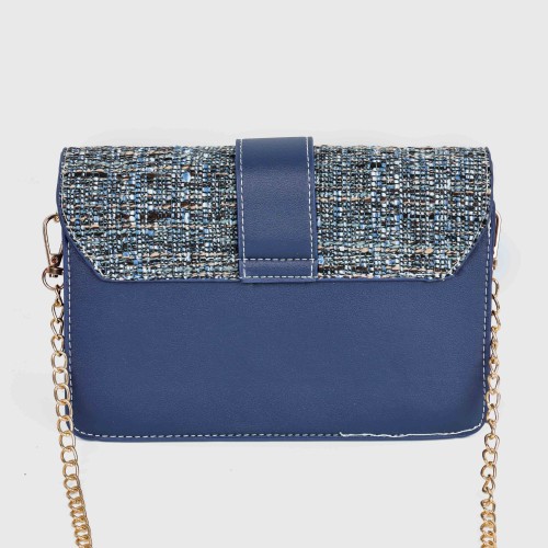 Small Size Magnetic Closure Chain Messenger Bag -Blue image