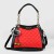 Contrast Furry Ball Hanging Chain Strap Shoulder Bag- Red