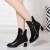 Latest Thick Heel Pointed Short Boots Women Shoes - Black
