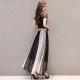 Contemporary Contrast Stitched High Waist Maxi Dress - White image