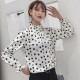 Retro Style Stand Up Collar Long Sleeved Blouse Top - Polka image
