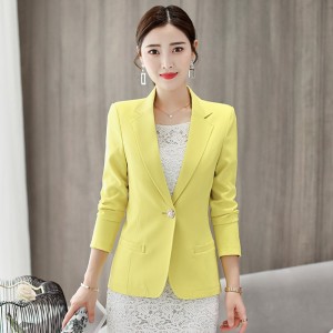 Single Breasted Full Sleeved Blazer Jacket - Yellow