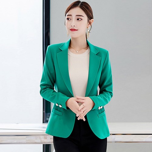Single Breasted Full Sleeved Blazer Jacket - Green image