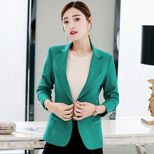 Single Breasted Full Sleeved Blazer Jacket - Green image