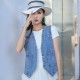 Retro Cowboy Style Women’s Denim Rivet Jacket - Blue image