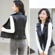Sleeveless Front Zip Slim Fit Design Leather Jacket - Black image