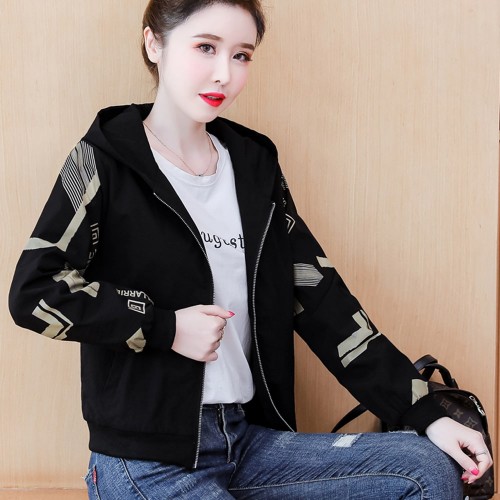 Korean Style Full Sleeved Women's Sports Jacket - Black image