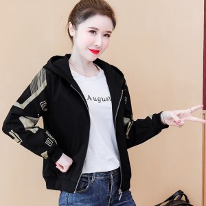 Korean Style Full Sleeved Women's Sports Jacket - Black