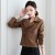 Zip Front Full Sleeved Casual PU Leather Jacket- Brown
