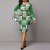 Round Neck Bell Sleeves Midi Skirt Casual Dress - Green