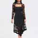 Trendy High Waist Slim Lace Stitching Cocktail Party Dress - Black image