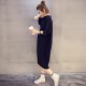 Bat Sleeves Loose Fitted Chiffon Midi Fashion Dress - Black image