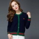 Button Closure Knitted Cardigan Style Sweater - Blue image