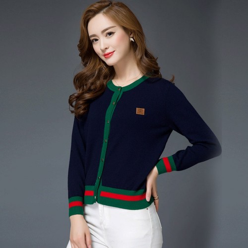 Button Closure Knitted Cardigan Style Sweater - Blue image