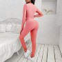 Full Sleeve Knitted Texture Two Piece Sportswear - Pink