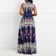 Stylish Mid Waist Rustic Digital Printed Long Dress - Blue image